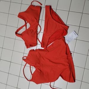 Athleta triangle bikini/tankini set with matching clean medium bottoms